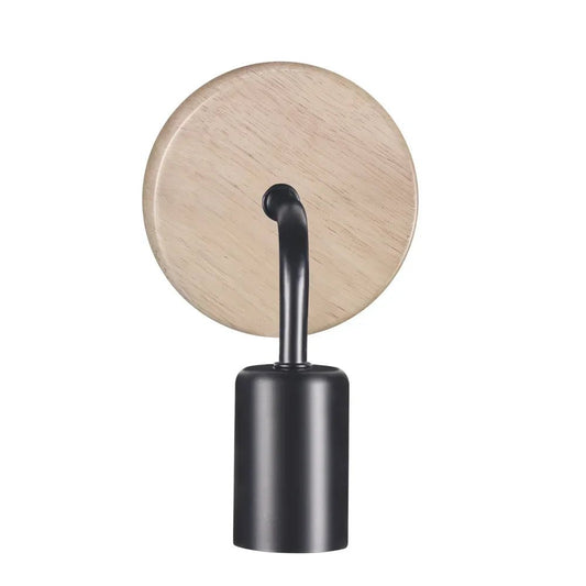 Applique murale support pour lampe minimaliste en bois naturel et métal noir sur fond clair