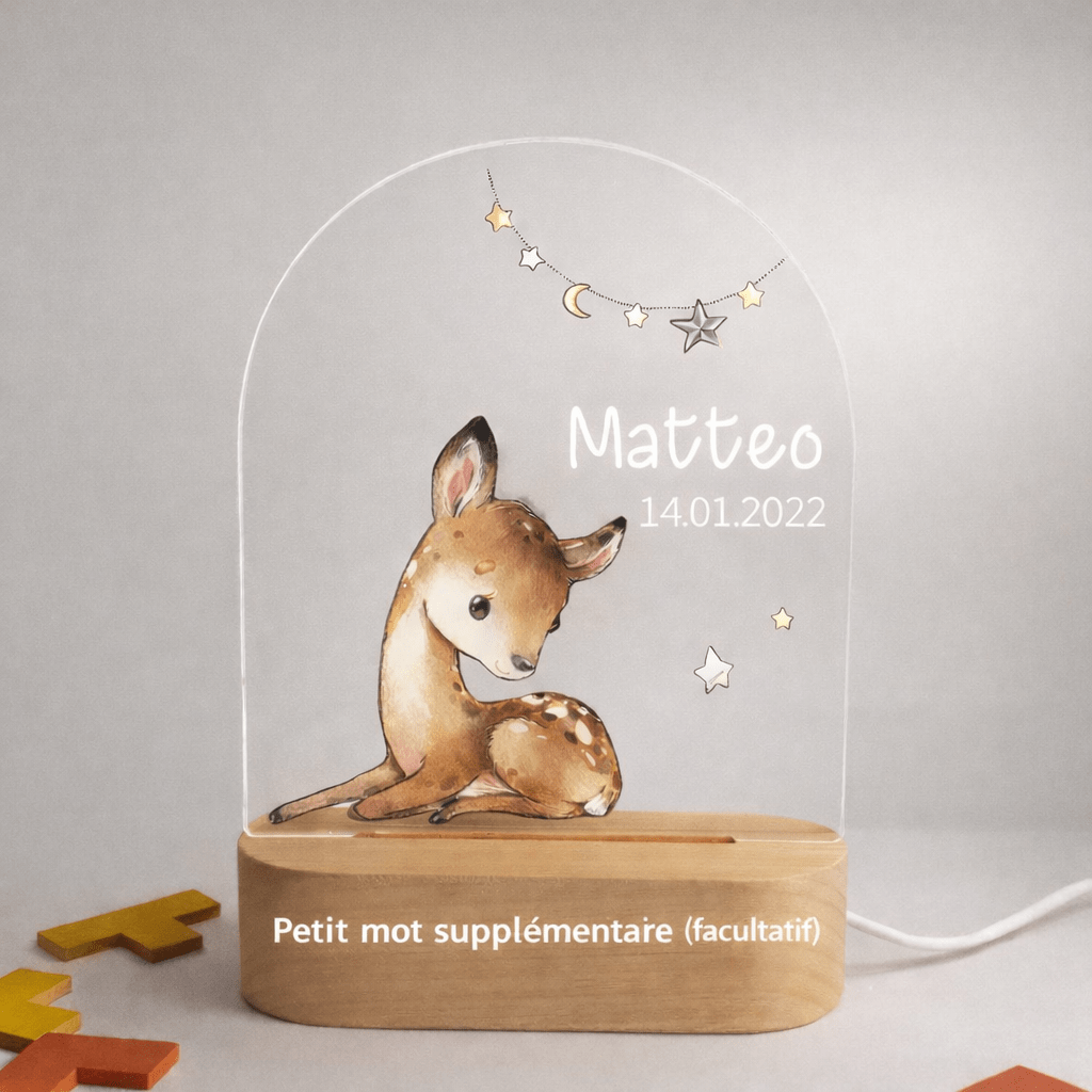 Veilleuse de naissance personnalisée - Biche - Éclat Nocturne