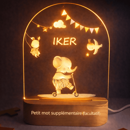 Veilleuse de naissance personnalisée - Éléphanteau - Éclat Nocturne