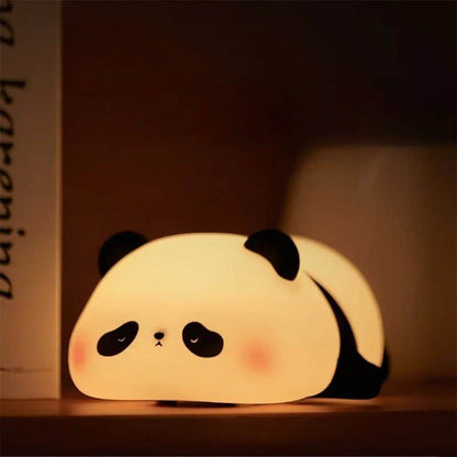 Veilleuse enfant Panda vue de face en silicone souple blanc et noir – Éclat Nocturne