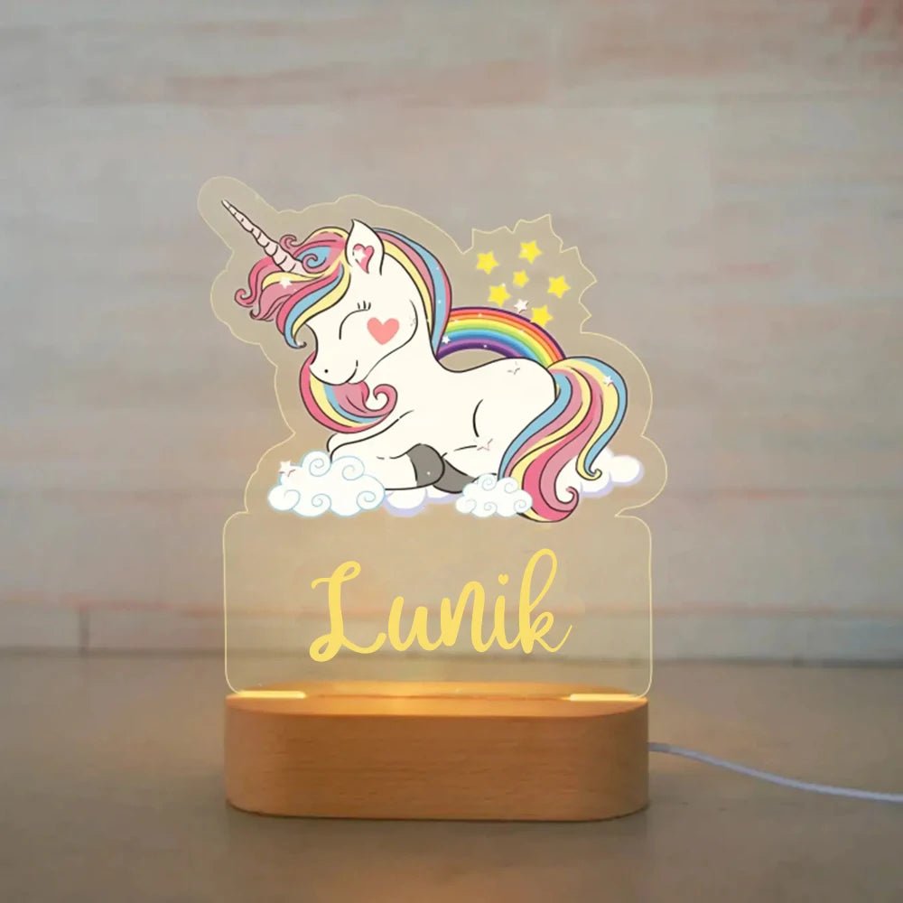 Veilleuse enfant personnalisée - Bébé Licorne - Éclat Nocturne