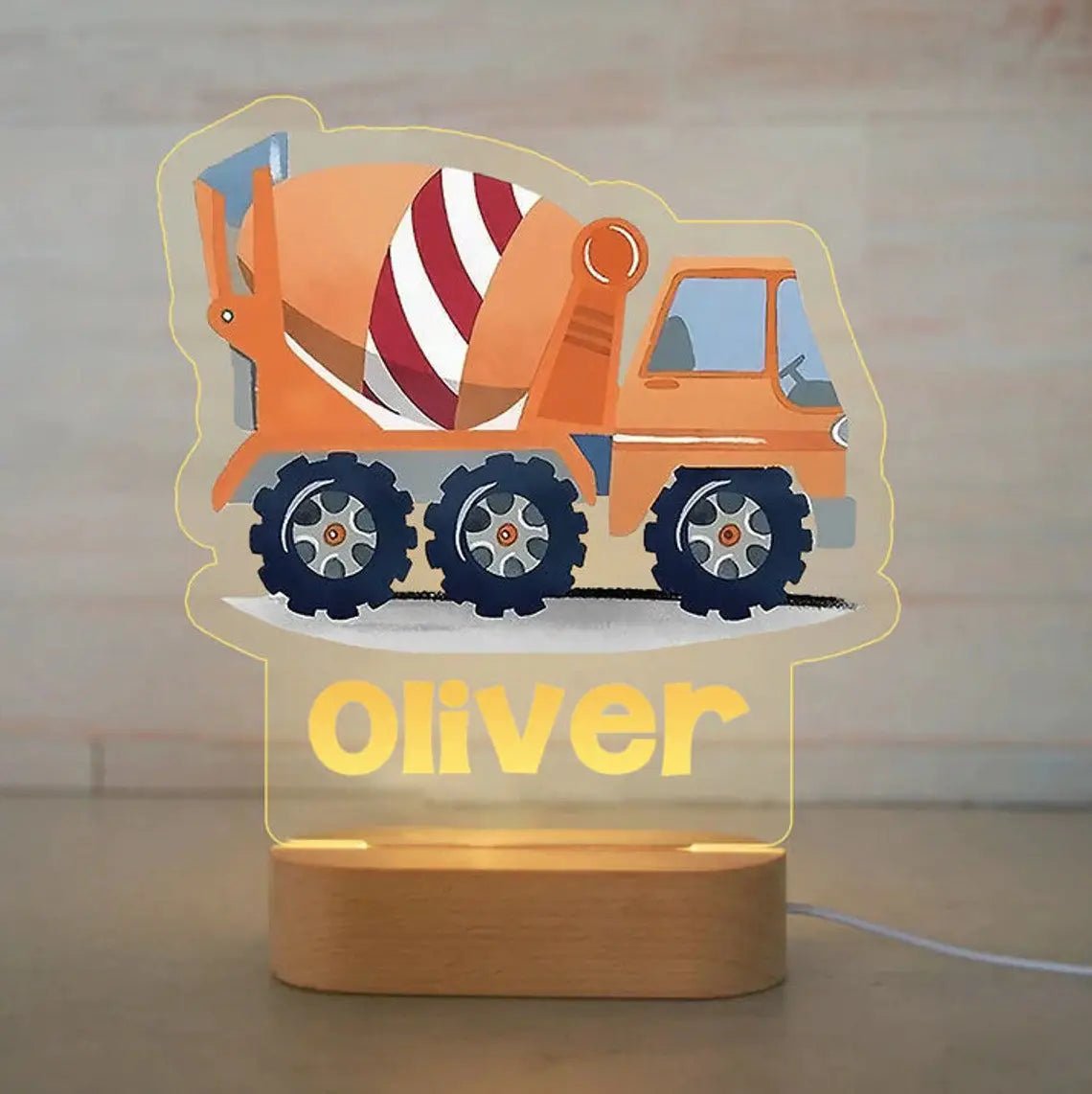 Veilleuse enfant personnalisée - Camion Orange - Éclat Nocturne