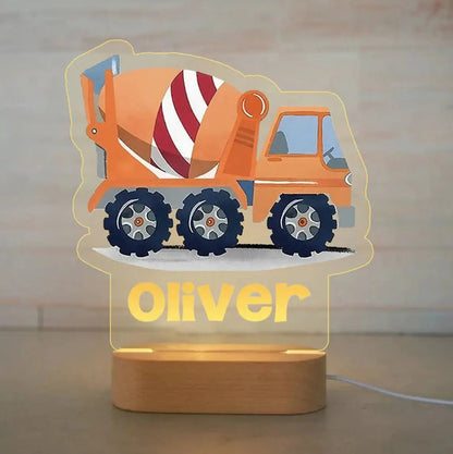 Veilleuse enfant personnalisée - Camion Orange - Éclat Nocturne