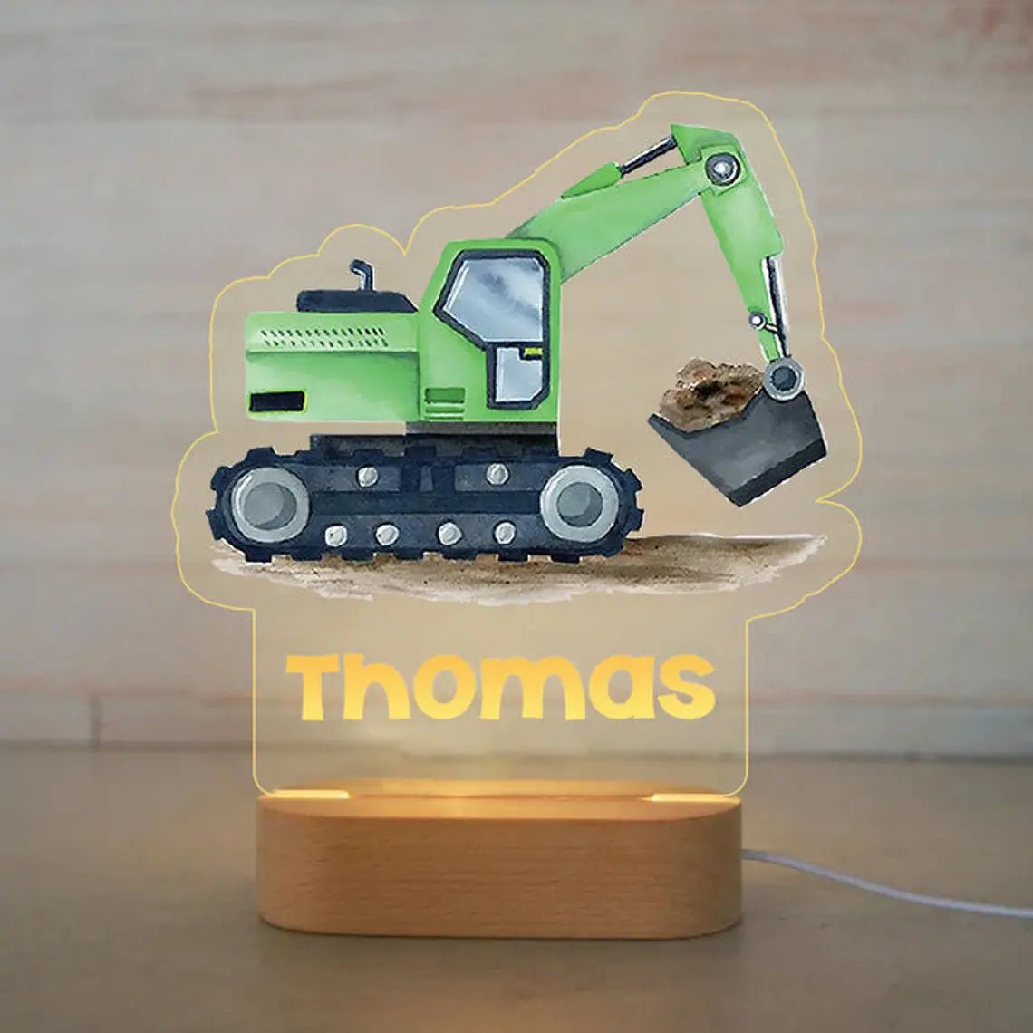 Veilleuse enfant personnalisée - Camion Vert - Éclat Nocturne