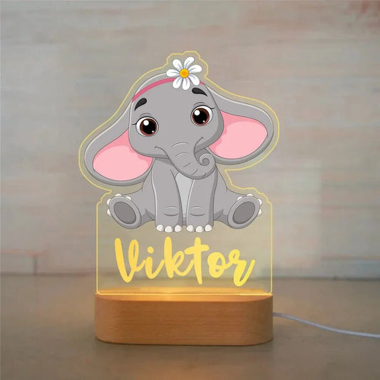 Veilleuse enfant personnalisée - Éléphant paquerette - Éclat Nocturne