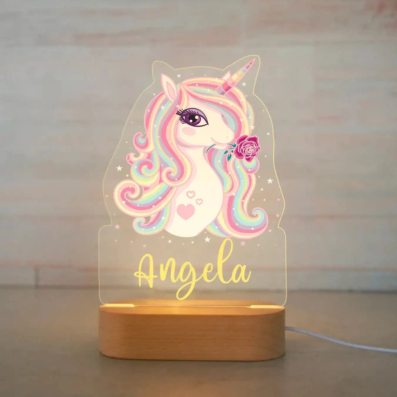 Veilleuse enfant personnalisée - Licorne Rose - Éclat Nocturne