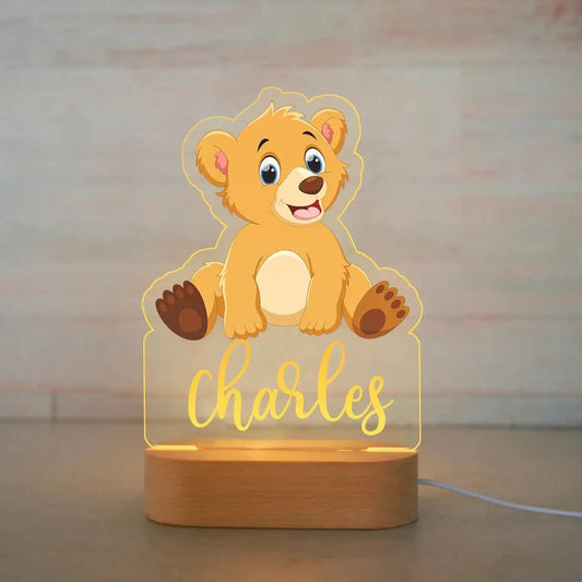 Veilleuse enfant personnalisée - Ourson - Éclat Nocturne